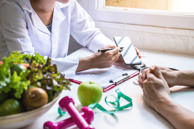 Practitioner reviewing lab results